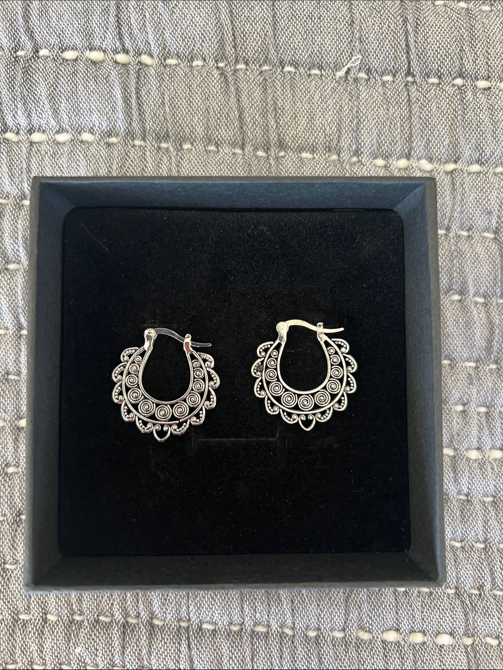 Silver Filigree Hoop Earrings - Women's Jewelry